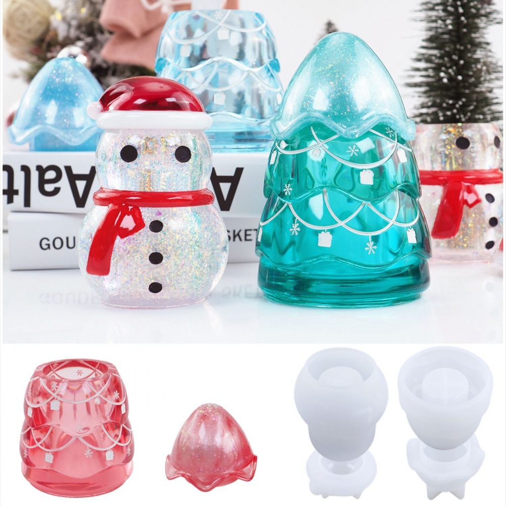 Craft Embellishment Storage - คริสต์มาส Jar อีพ็อกซี่เรซินแม่พิมพ์ Snowman เครื่องประดับต้นคริสต์มาส Candy
