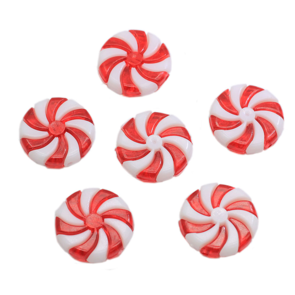 Christmas Craft Embellishment - Miniaturet สีแดงสีขาว Windmill จำลอง Candy กลับเรซิ่น