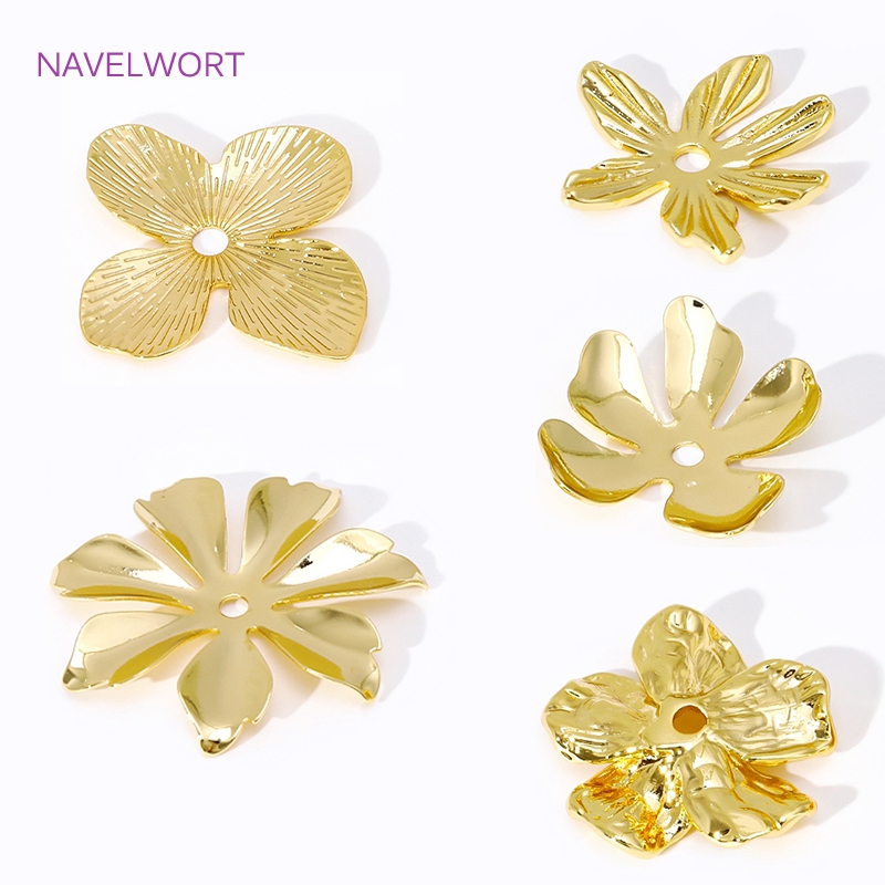 Embellishment Crafts - ฝาครอบลูกปัดรูปดอกไม้ขนาดใหญ่ชุบทอง 18K สำหรับทำเครื่องประดับ, ฝาครอบปลายลูกปัดทองเหลือง, ฝาครอบสำหรับลูกปัด, อุปกรณ์เสริมสำหรับทำต่างหู