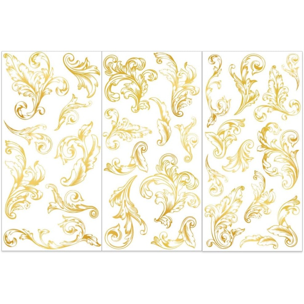 Embellishment Crafts - 3 ชิ้น/เซ็ต Damask RUB บนโอนสําหรับเฟอร์นิเจอร์และงานฝีมือ 6x12