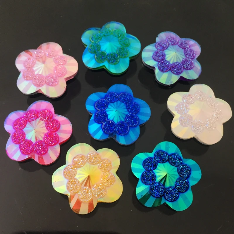 Embellishment Glue Craft - 20pcs 20mm AB ผสมสีดอกไม้รูป rhinestone หญิงงานแต่งงานอุปกรณ์เสริมเรซิ่นสมุดภาพตกแต่งบ้าน