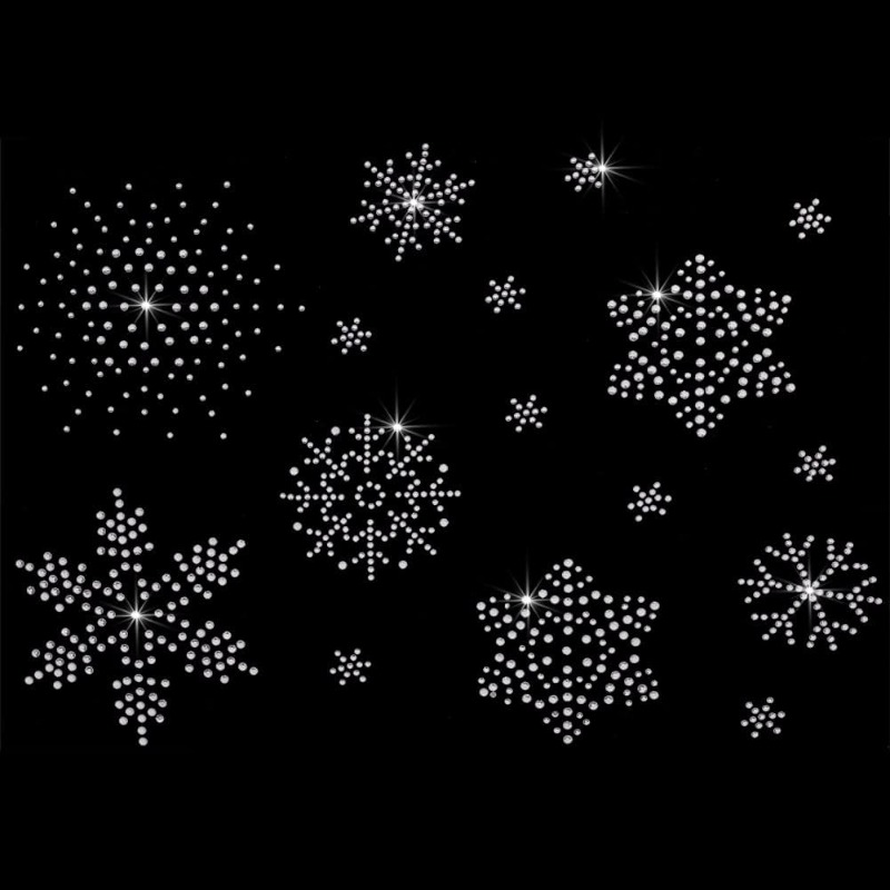 Hotfix Rhinestone Sheet - 2 แผ่นเกล็ดหิมะเหล็กบน Rhinestone โอนเหล็กบน Hotfix Applique